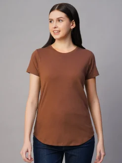Women Cottonworld Round Neck | Regular Fit^Women's 100% Cotton Regular Fit Tshirt