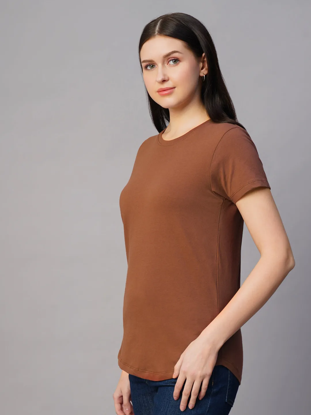 Women Cottonworld Round Neck | Regular Fit^Women's 100% Cotton Regular Fit Tshirt