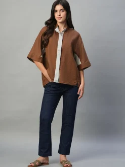 Women Cottonworld Tops & Shirts | Tops & Shirts^Women's 100% Linen Boxy Fit Blouse