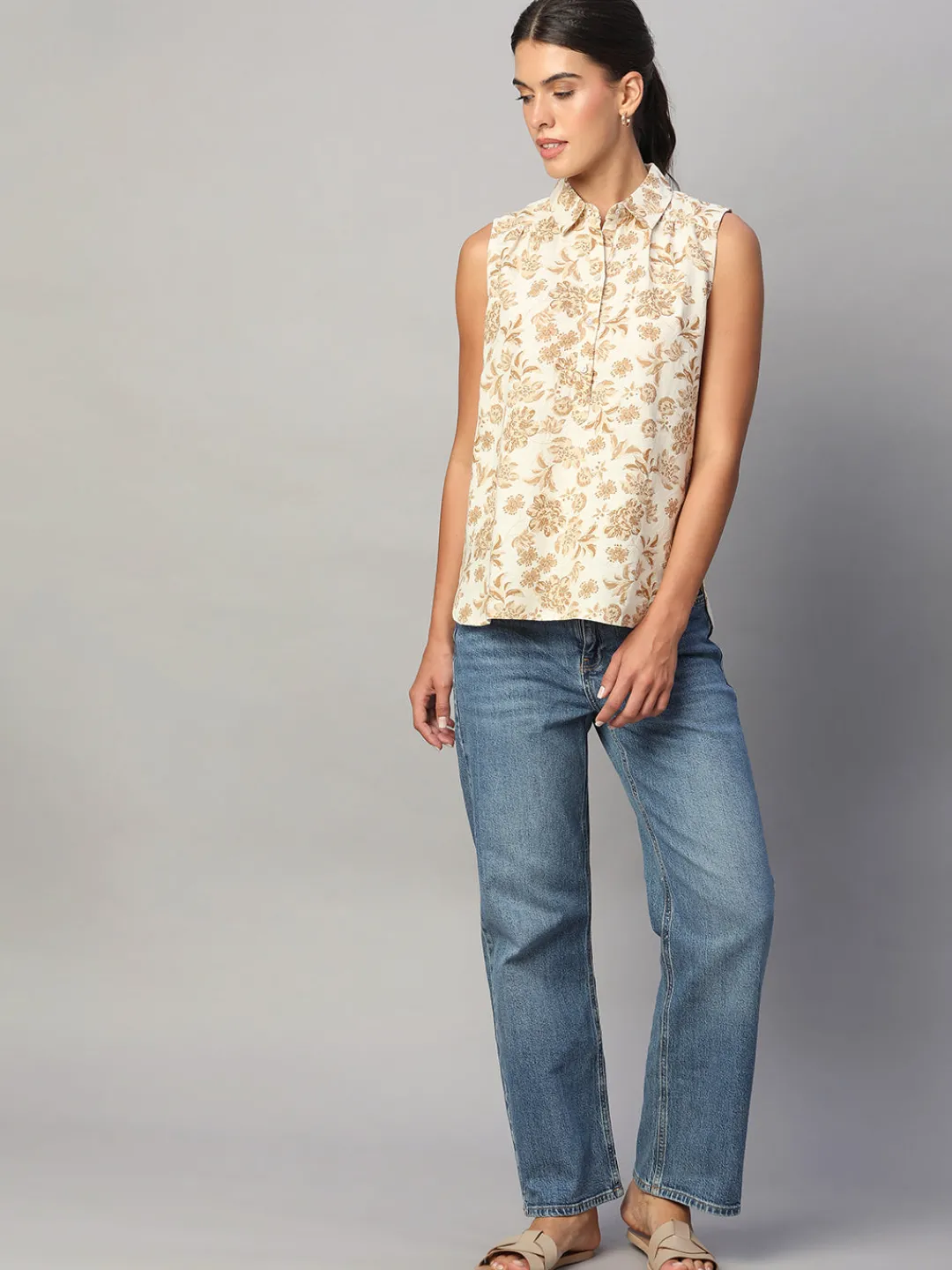 Women Cottonworld Tops & Shirts | Tops & Shirts^Women's 100% Linen Regular Fit Blouse