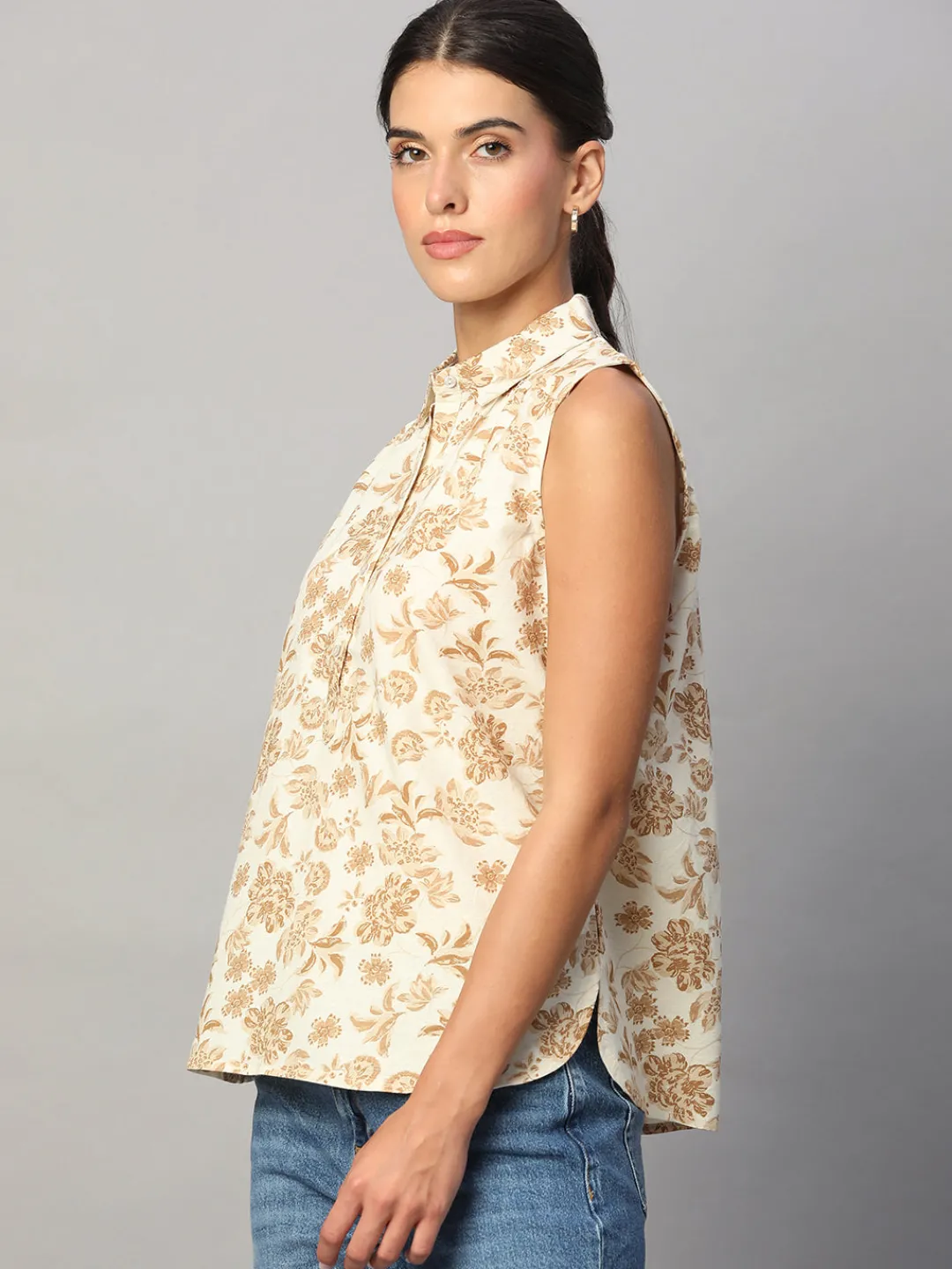 Women Cottonworld Tops & Shirts | Tops & Shirts^Women's 100% Linen Regular Fit Blouse