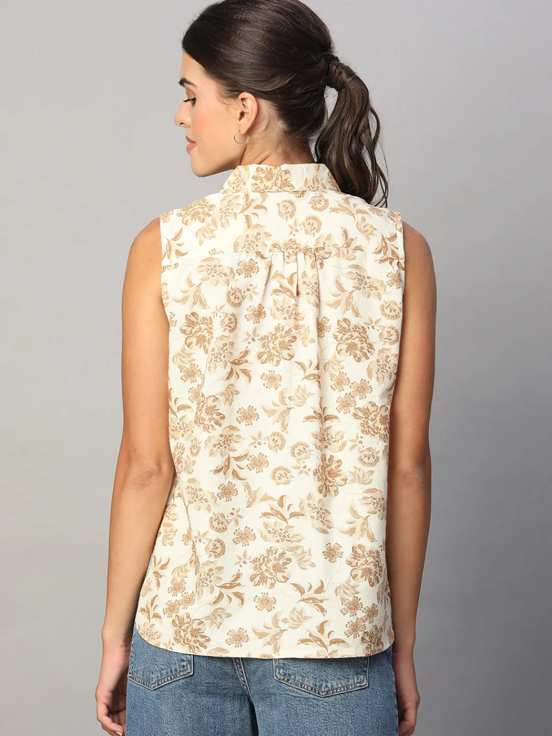 Women Cottonworld Tops & Shirts | Tops & Shirts^Women's 100% Linen Regular Fit Blouse