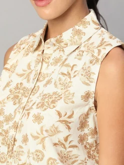 Women Cottonworld Tops & Shirts | Tops & Shirts^Women's 100% Linen Regular Fit Blouse