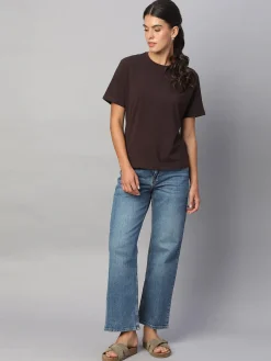 Women Cottonworld Women | Round Neck^Women's Cotton Bamboo Elastane Regular Fit Tshirt