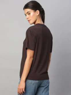 Women Cottonworld Women | Round Neck^Women's Cotton Bamboo Elastane Regular Fit Tshirt