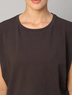 Women Cottonworld Women | Round Neck^Women's Cotton Bamboo Elastane Regular Fit Tshirt