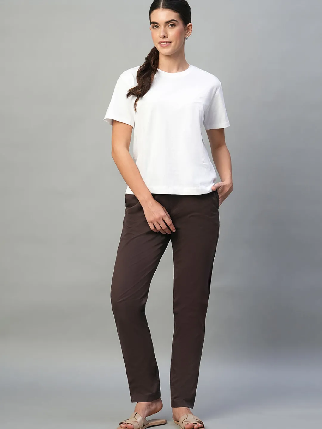 Women Cottonworld Trousers^Women's Cotton Lycra Regular Fit Pant