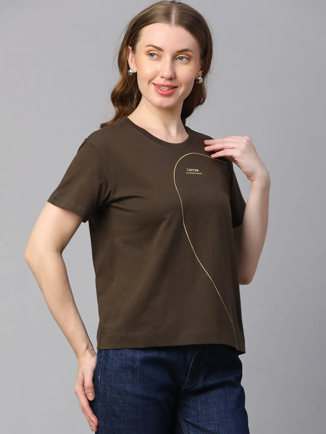 Women Cottonworld Round Neck | Regular Fit^Women's Cotton Regular Fit Tshirt