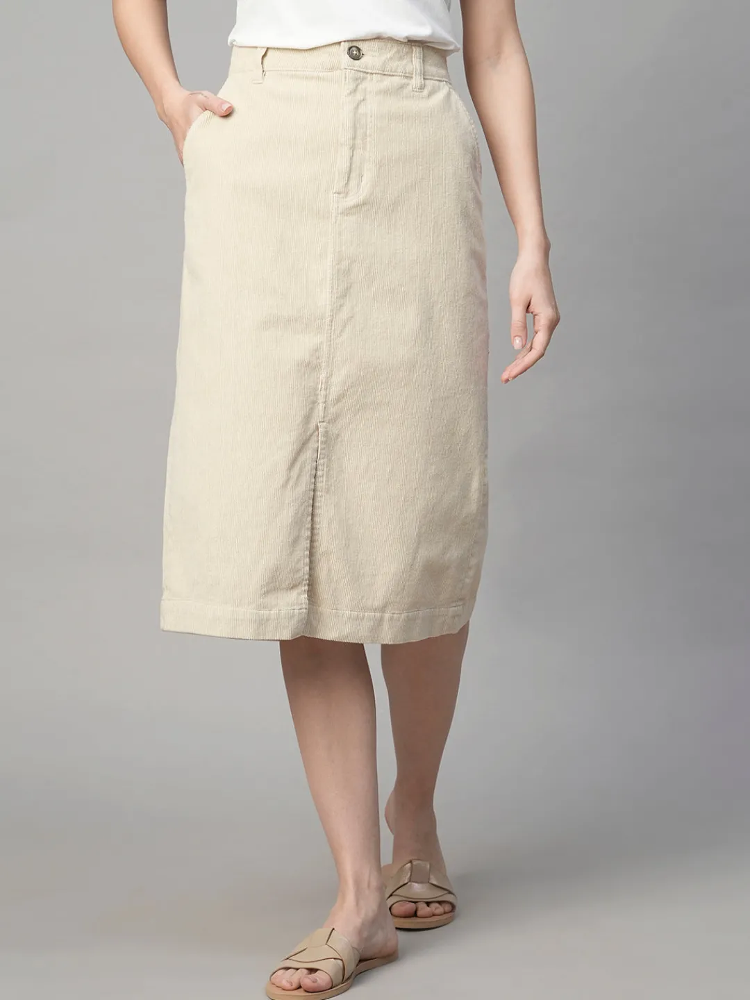 Women Cottonworld Skirts^Women's Corduroy 100% Cotton Regular Fit Skirt