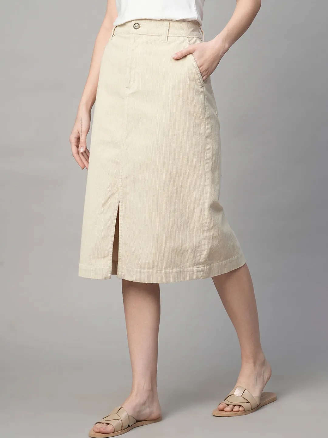 Women Cottonworld Skirts^Women's Corduroy 100% Cotton Regular Fit Skirt