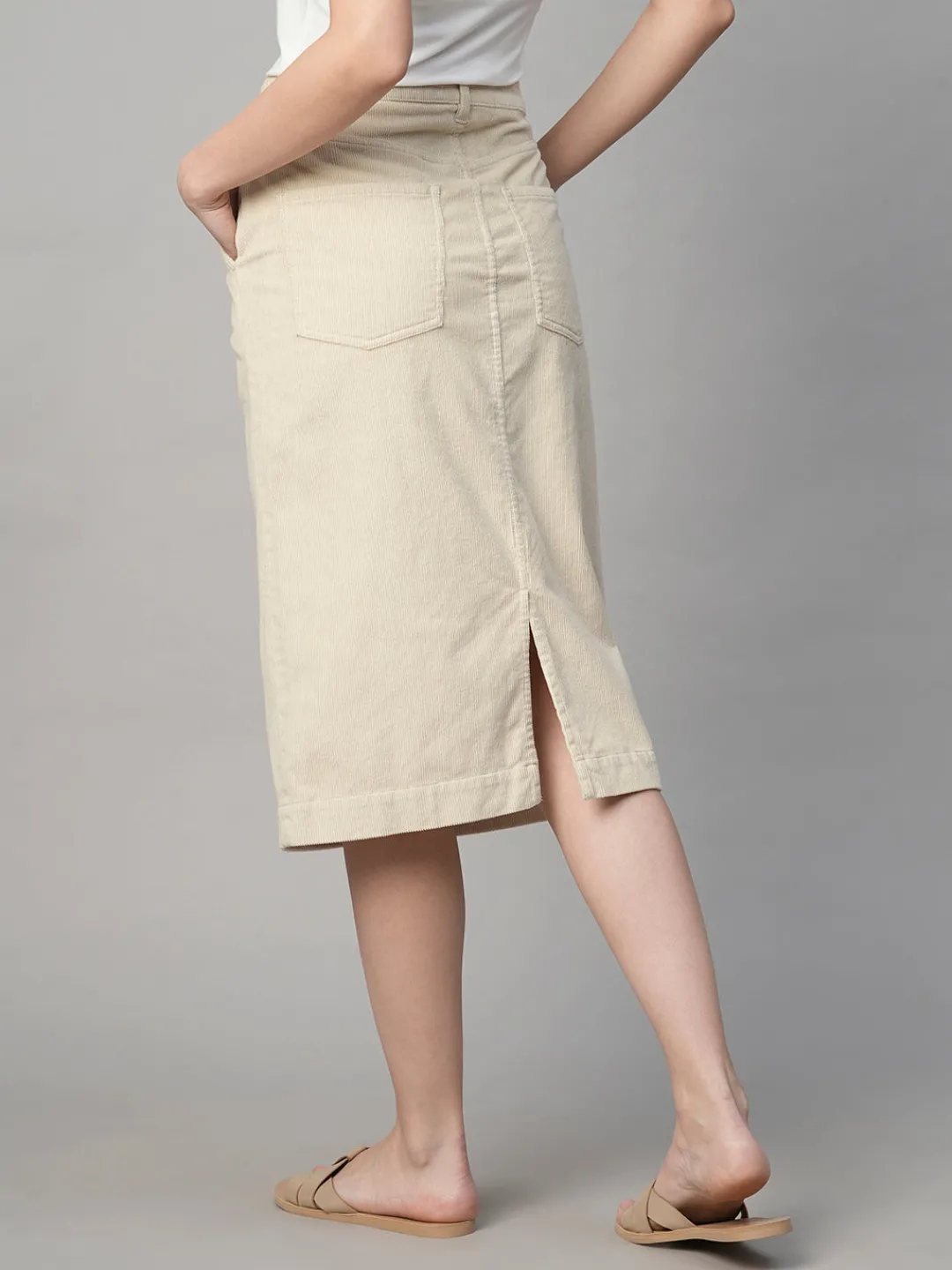 Women Cottonworld Skirts^Women's Corduroy 100% Cotton Regular Fit Skirt