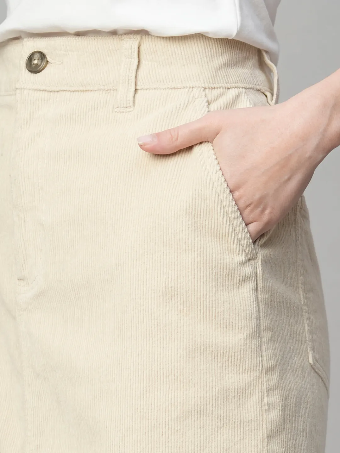 Women Cottonworld Skirts^Women's Corduroy 100% Cotton Regular Fit Skirt