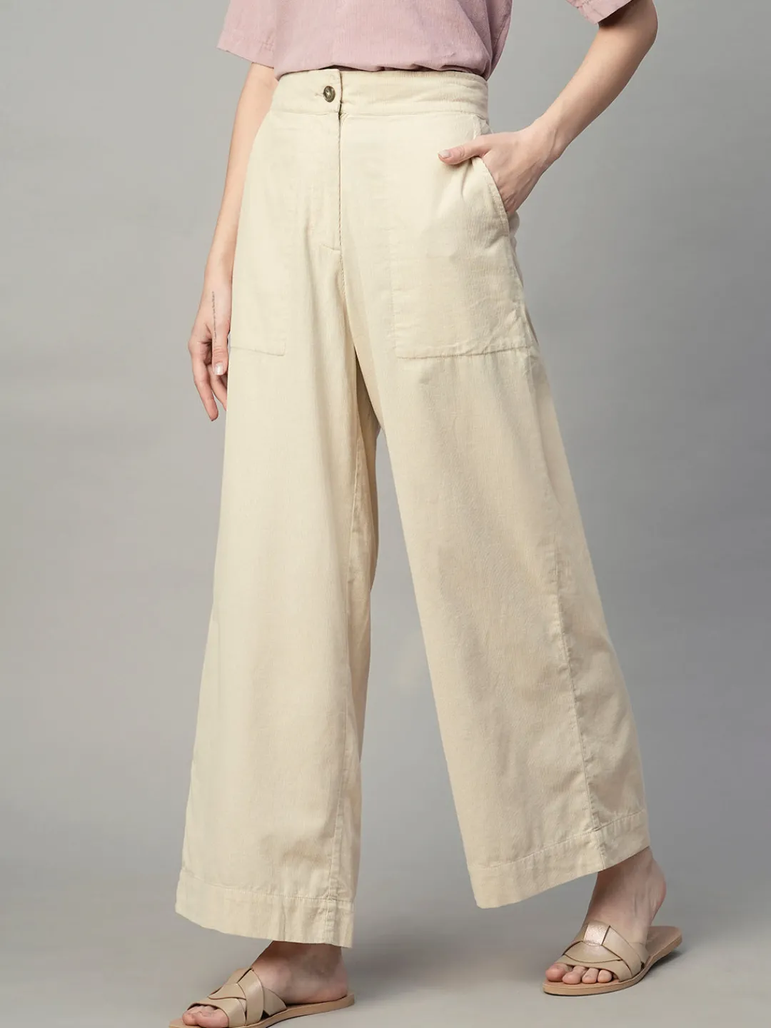 Women Cottonworld Culottes^Women's Corduroy 100% Cotton Regular Fit Culotte