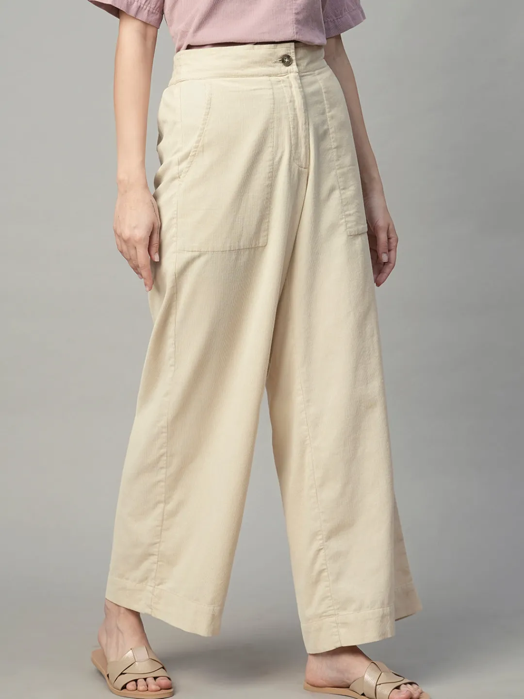 Women Cottonworld Culottes^Women's Corduroy 100% Cotton Regular Fit Culotte