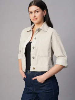 Women Cottonworld Jackets^Women's Corduroy 100% Cotton Regular Fit Jacket