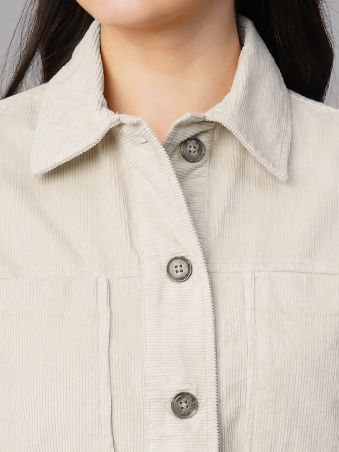 Women Cottonworld Jackets^Women's Corduroy 100% Cotton Regular Fit Jacket