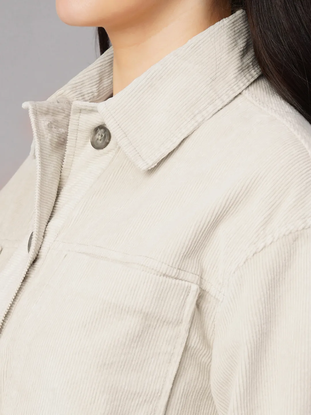 Women Cottonworld Jackets^Women's Corduroy 100% Cotton Regular Fit Jacket