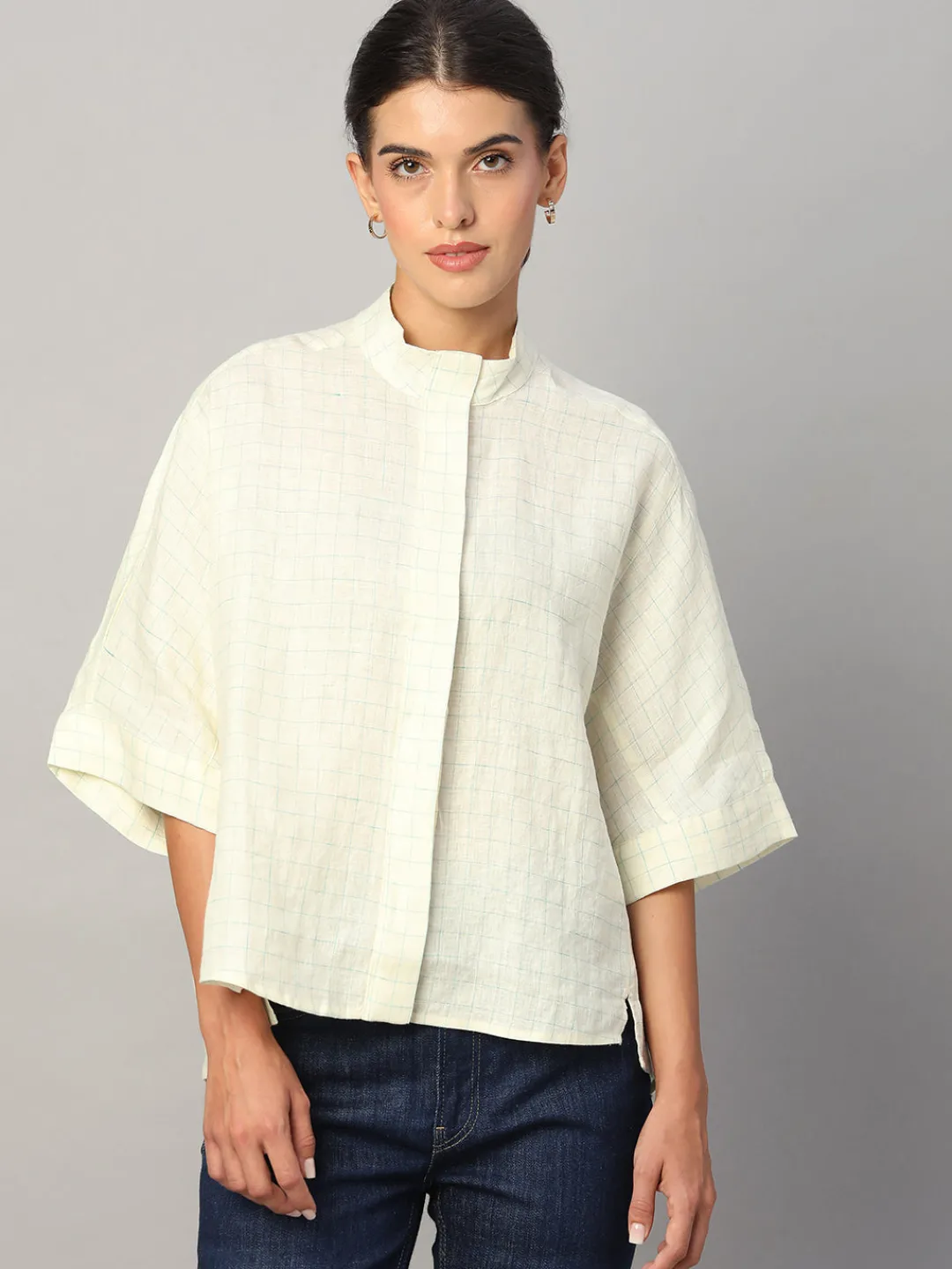 Women Cottonworld Tops & Shirts | Tops & Shirts^Women's 100% Linen Boxy Fit Blouse