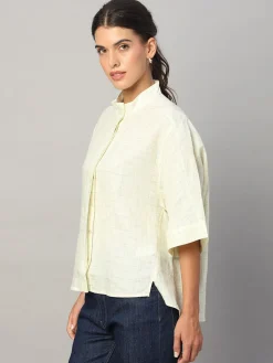 Women Cottonworld Tops & Shirts | Tops & Shirts^Women's 100% Linen Boxy Fit Blouse