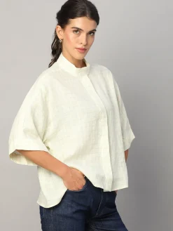 Women Cottonworld Tops & Shirts | Tops & Shirts^Women's 100% Linen Boxy Fit Blouse