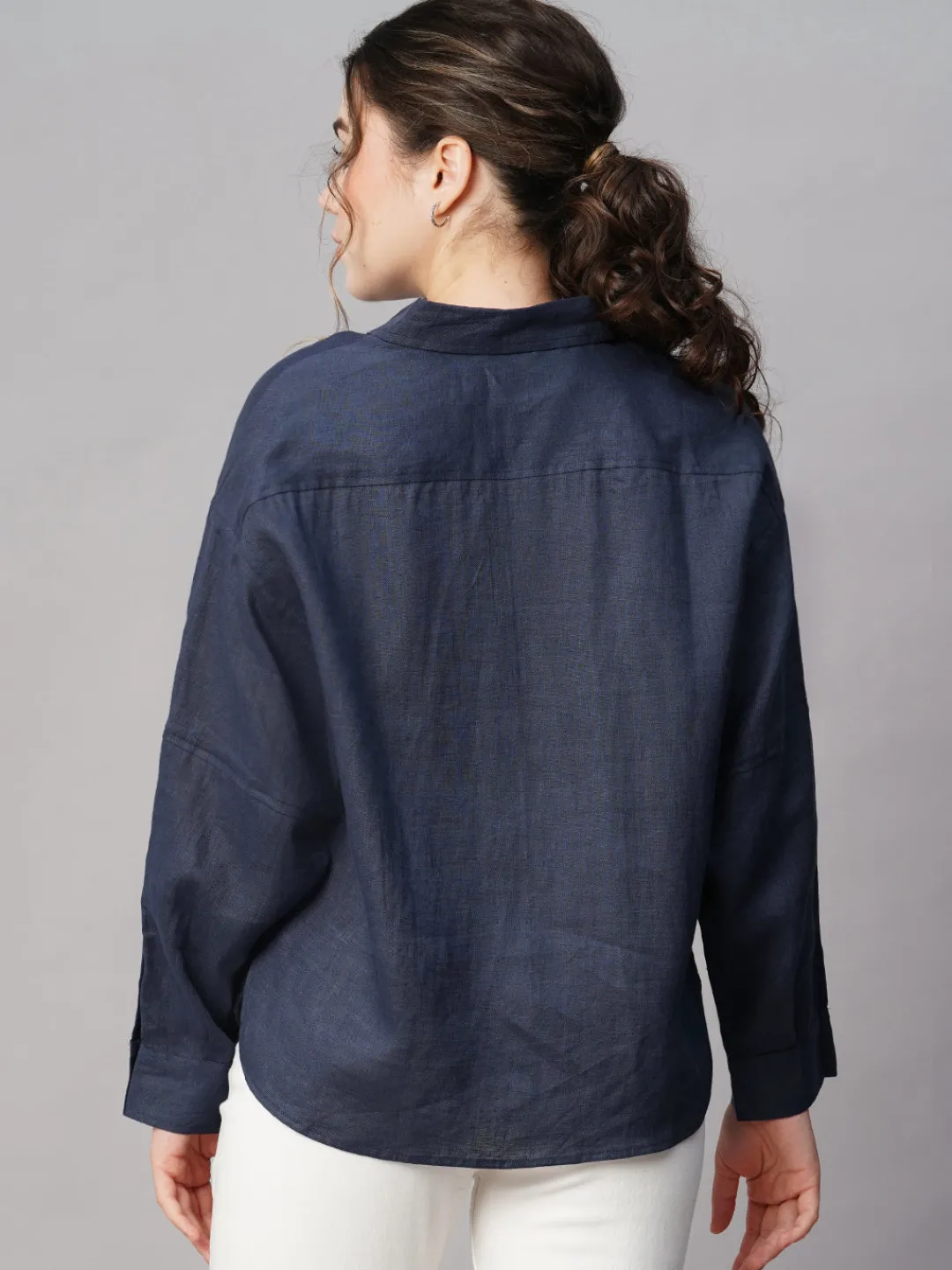 Women Cottonworld Tops & Shirts | Tops & Shirts^Women's 100% Linen Boxy Fit Blouse