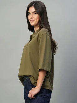 Women Cottonworld Regular Fit^Women's Cotton Elastane Regular Fit Tshirt
