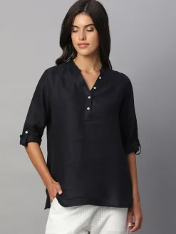 Women Cottonworld Tops & Shirts | Tops & Shirts^Women's 100% Linen Regular Fit Blouse