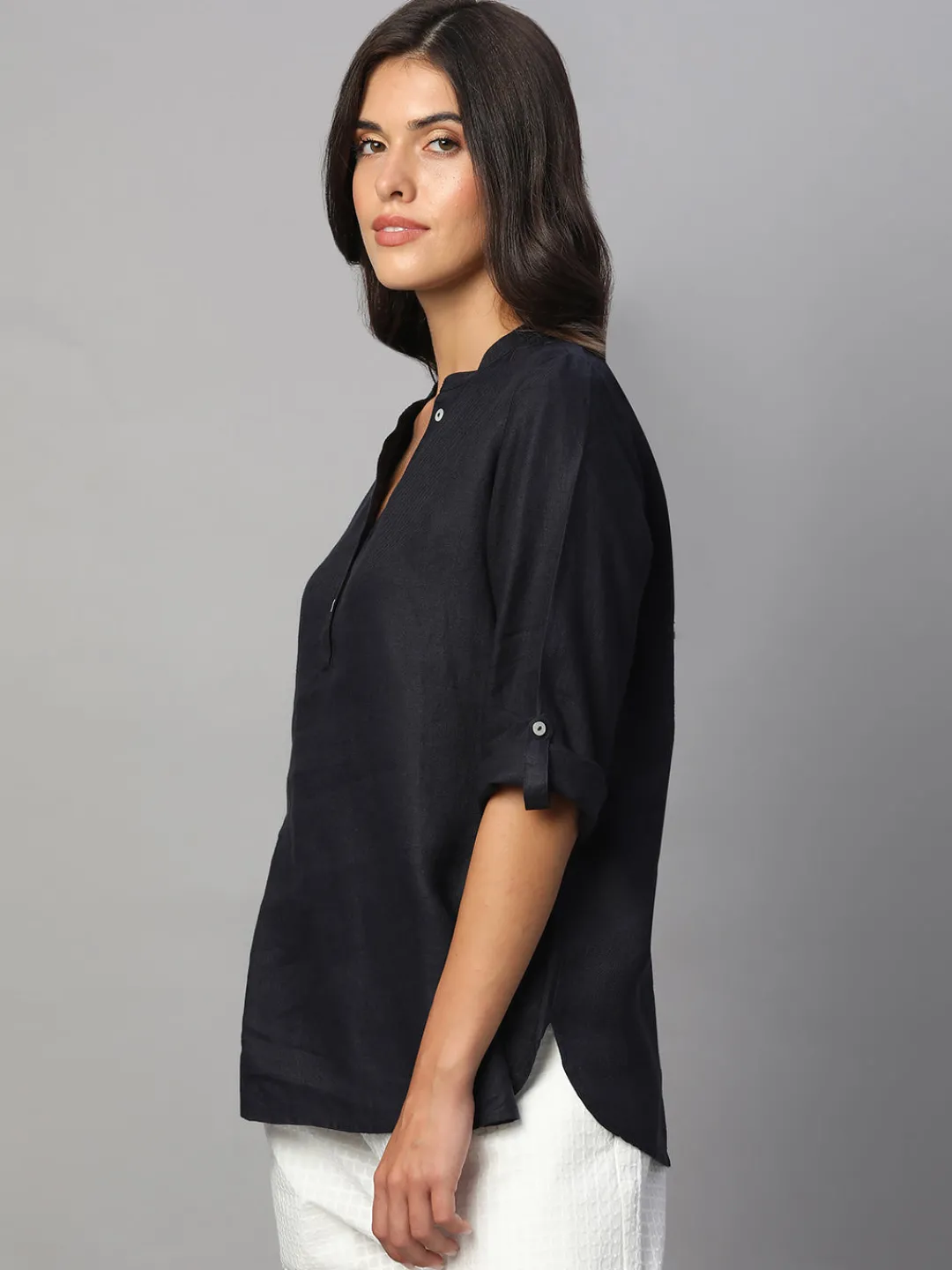 Women Cottonworld Tops & Shirts | Tops & Shirts^Women's 100% Linen Regular Fit Blouse