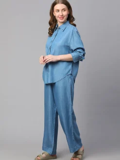 Women Cottonworld Womens Co-Ord Sets^Women's Tencel Boxy Fit Blouse