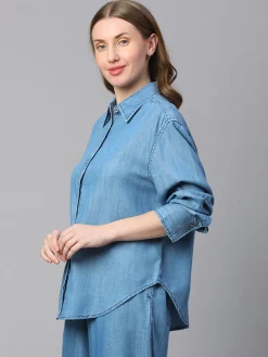Women Cottonworld Womens Co-Ord Sets^Women's Tencel Boxy Fit Blouse