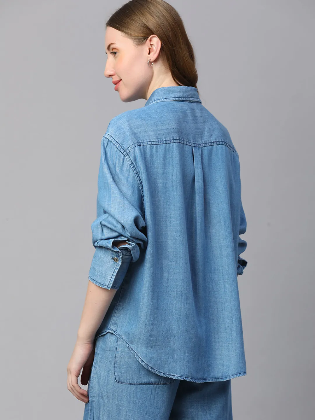 Women Cottonworld Womens Co-Ord Sets^Women's Tencel Boxy Fit Blouse