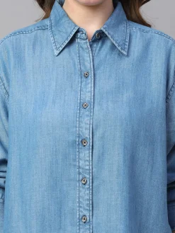 Women Cottonworld Womens Co-Ord Sets^Women's Tencel Boxy Fit Blouse