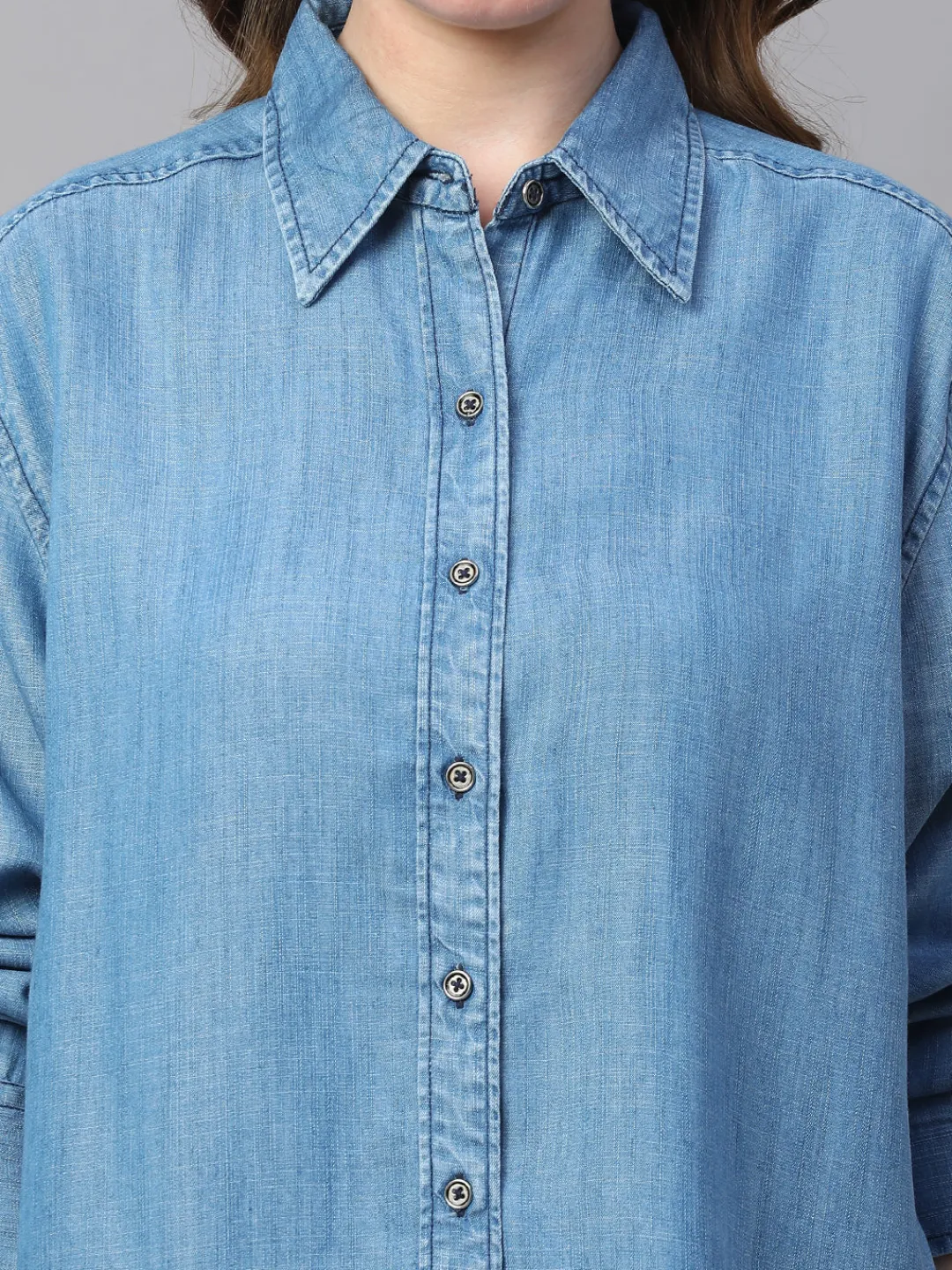 Women Cottonworld Womens Co-Ord Sets^Women's Tencel Boxy Fit Blouse