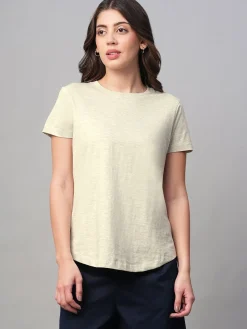Women Cottonworld Round Neck | Regular Fit^Women's 100% Cotton Regular Fit Tshirt