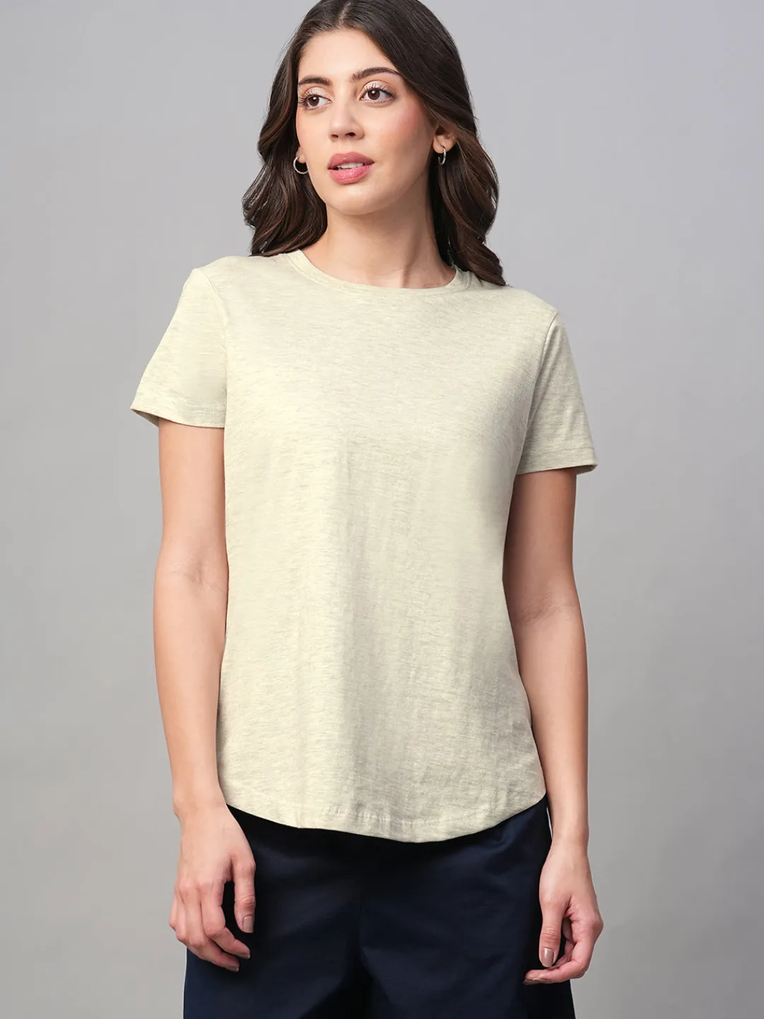 Women Cottonworld Round Neck | Regular Fit^Women's 100% Cotton Regular Fit Tshirt