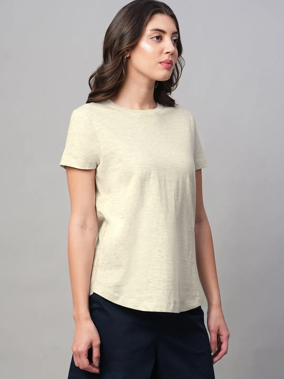 Women Cottonworld Round Neck | Regular Fit^Women's 100% Cotton Regular Fit Tshirt