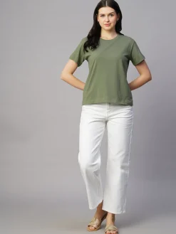 Women Cottonworld Round Neck | Regular Fit^Women's 100% Cotton Regular Fit Tshirt