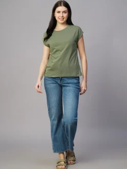 Women Cottonworld Round Neck | Regular Fit^Women's 100% Cotton Regular Fit Tshirt