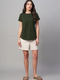 Women Cottonworld Round Neck | Regular Fit^Women's 100% Cotton Regular Fit Tshirt