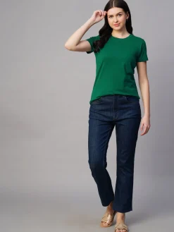 Women Cottonworld Round Neck | Regular Fit^Women's 100% Cotton Regular Fit Tshirt