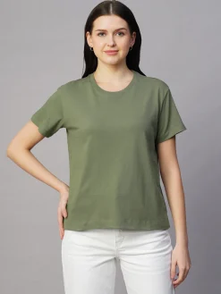 Women Cottonworld Round Neck | Regular Fit^Women's 100% Cotton Regular Fit Tshirt
