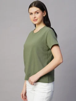 Women Cottonworld Round Neck | Regular Fit^Women's 100% Cotton Regular Fit Tshirt