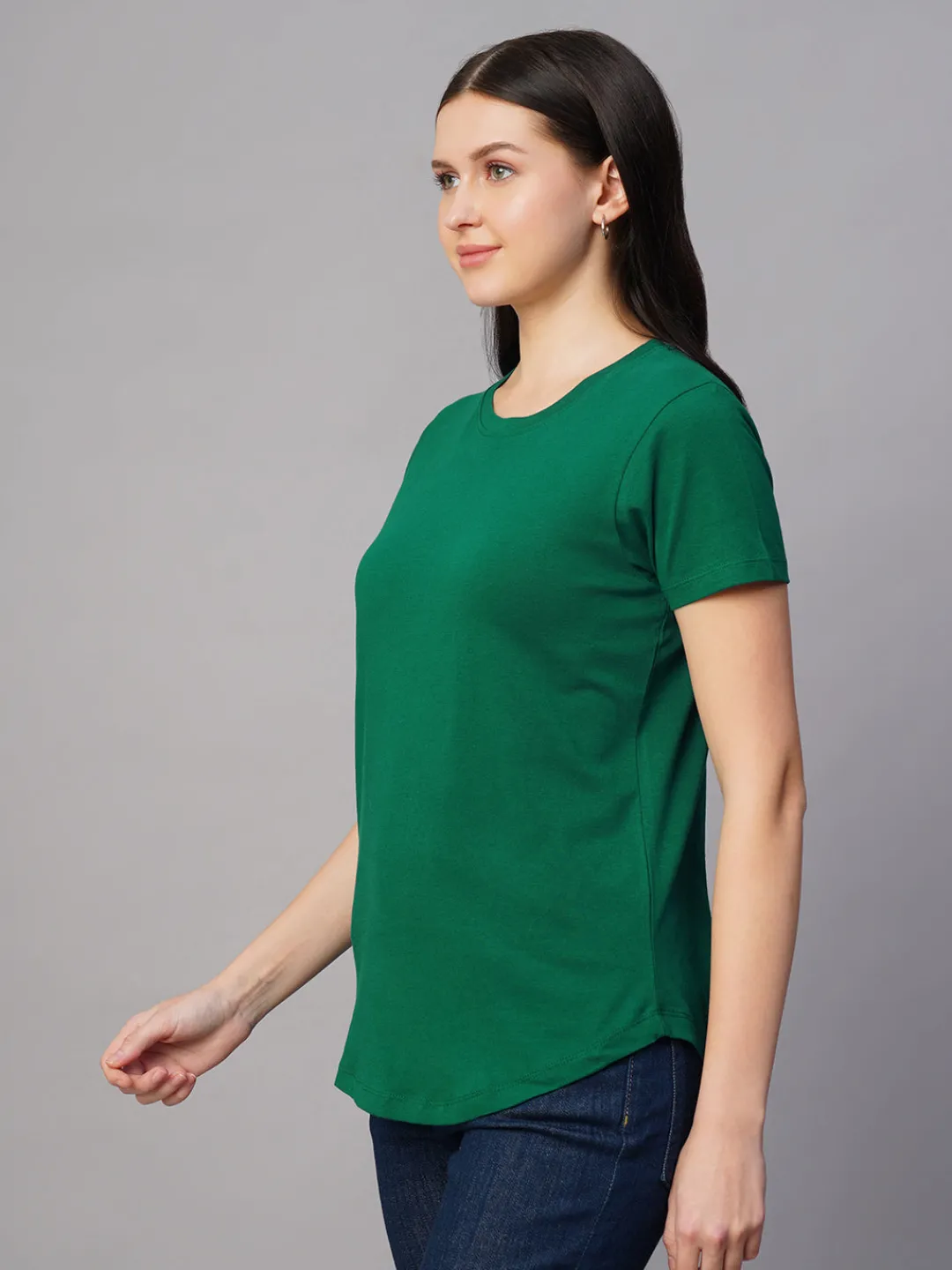 Women Cottonworld Round Neck | Regular Fit^Women's 100% Cotton Regular Fit Tshirt