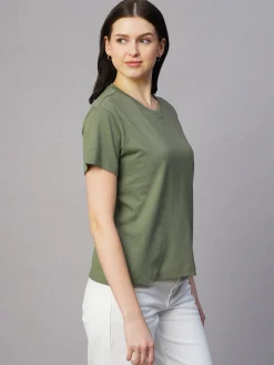 Women Cottonworld Round Neck | Regular Fit^Women's 100% Cotton Regular Fit Tshirt
