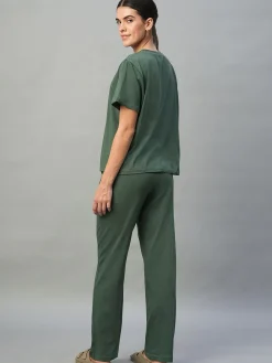 Women Cottonworld Loungewear^Women's 100% Cotton Regular Fit Knit Tshirt-Pyjama Set