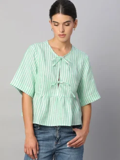 Women Cottonworld Tops & Shirts | Tops & Shirts^Women's 100% Linen Regular Fit Blouse