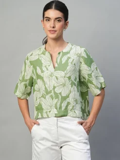 Women Cottonworld Tops & Shirts | Tops & Shirts^Women's 100% Linen Regular Fit Blouse