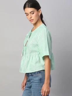 Women Cottonworld Tops & Shirts | Tops & Shirts^Women's 100% Linen Regular Fit Blouse