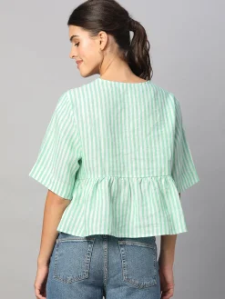 Women Cottonworld Tops & Shirts | Tops & Shirts^Women's 100% Linen Regular Fit Blouse