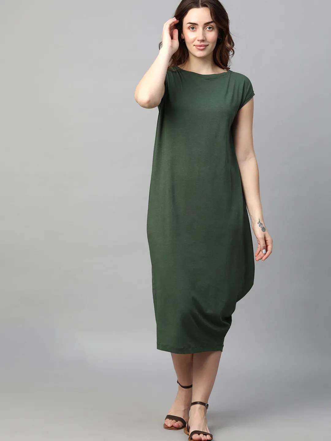 Women Cottonworld Dresses^Women's Cotton Bamboo Elastane Regular Fit Kdress